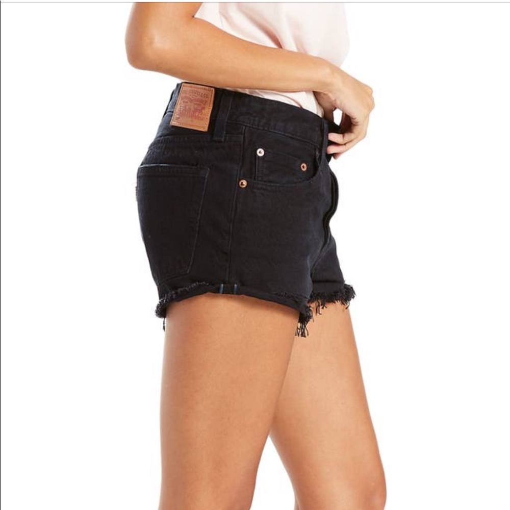 Levi's Black Distressed Jean Shorts - Picture 4 of 7